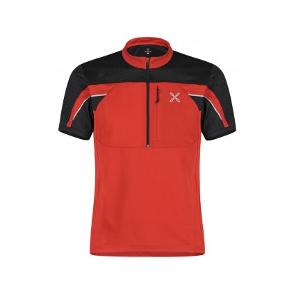 MONTURA triko HIGH ZIP 2 T-SHIRT červeno/černá