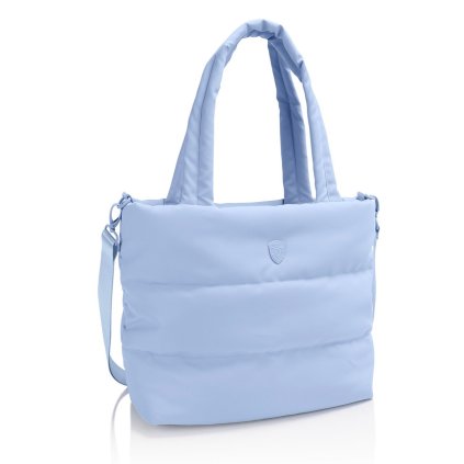 Puffer Tote Bag Front View Light Blue