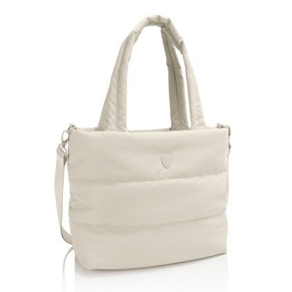 Puffer Tote Bag Front View Off White