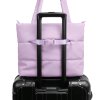 Puffer Tote Bag Trolley Handle Strap View Lavender