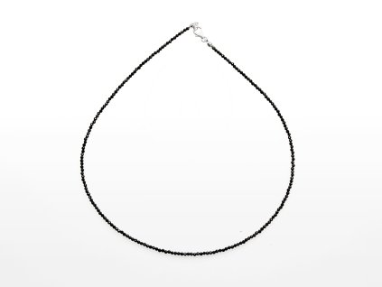 Stribro Nahrdelnik Turmalin cerny 2mm