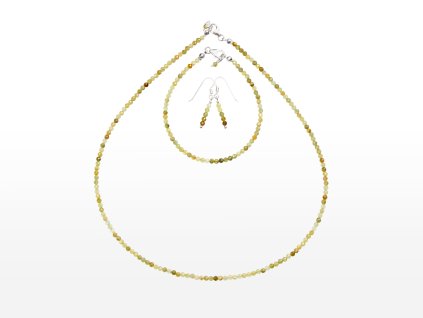 Stribro Set Granat zeleny 3mm