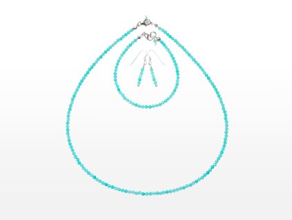 Stribro set Amazonit Peru 3mm