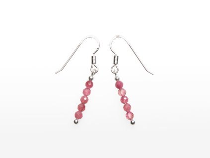 Stribro Nausnice Rubelit 3mm