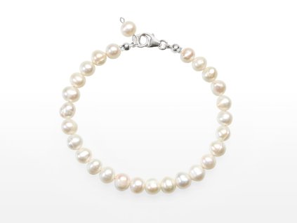 Stribro Naramek perly bile 6x8