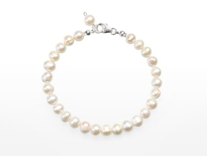 Stribro Naramek perly bile 6x8