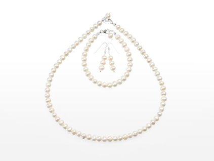 Stribro Set perly bile 6x8