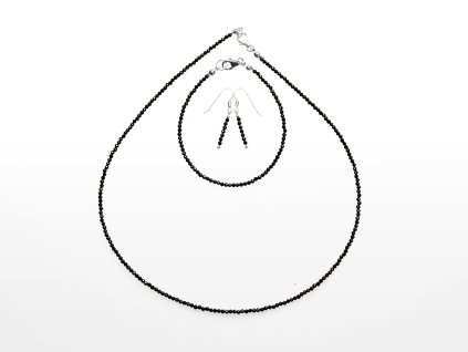 Stribro Set Turmalin cerny 2mm