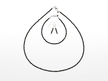 Stribro Set Turmalin cerny 3mm