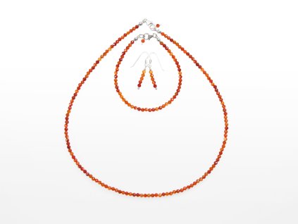 Stribro set Karneol 3mm