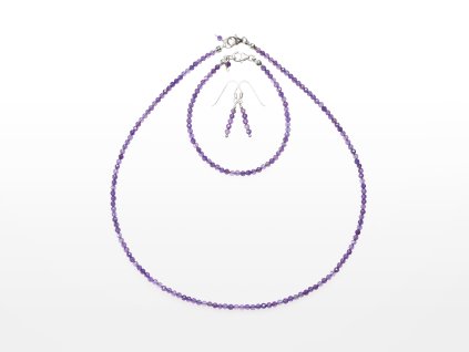 Stribro set Ametyst 3mm