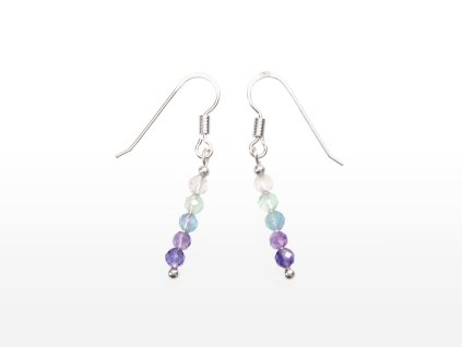 Stribro Nausnice Fluorit duhovy 3mm