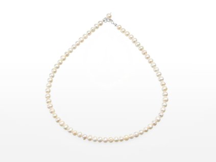 Stribro Nahrdelnik perly bile 6x8