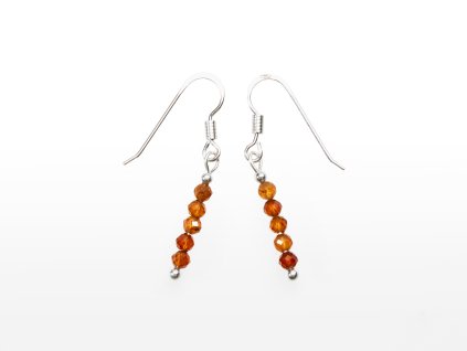 Stribro Nausnice Granat Spessartin 3mm