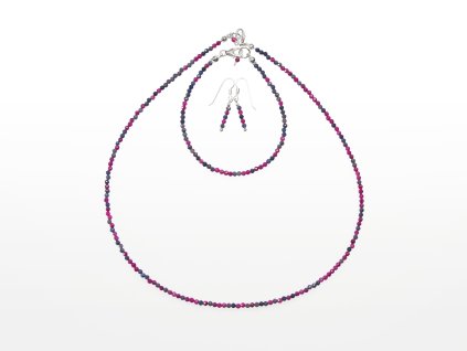 Stribro set Rubin Safir 3mm