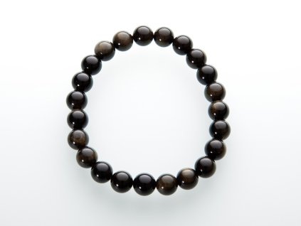 Naramky kulicka obsidian zlaty 8 mm