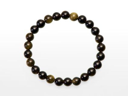 Naramky kulicka Obsidian zlaty 8mm MO