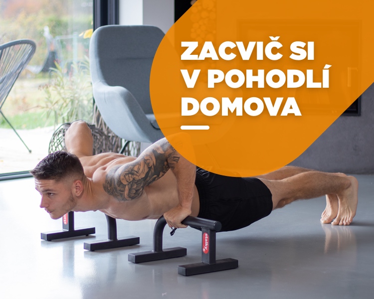 Hrazdy, bradla, stalky a další produkty na domácí cvičení.