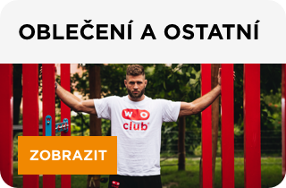 Workoutové oblečení a ostatní doplňky, jako literatura, vouchery, pronájmy a exhibice.