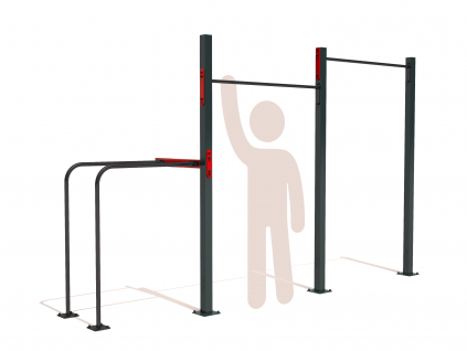 Venkovní workout sestava se dvěma hrazdama a s bradly GARDEN WORKOUT DOUBLE pull up bar na zahradu