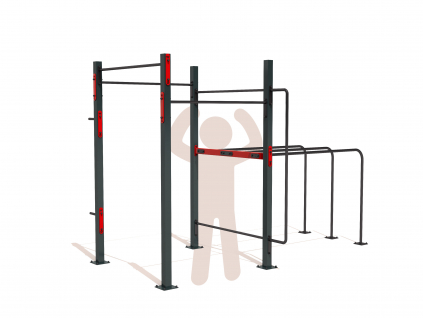 Základní venkovní workoutové hřiště SQUARE BASIC na zahradu. Workout kostka obsahuje nejzákladnější prvky pro cvičení s vlastním tělem - hrazdy, bradla. Další prvky je možné zakoupit zvlášť.