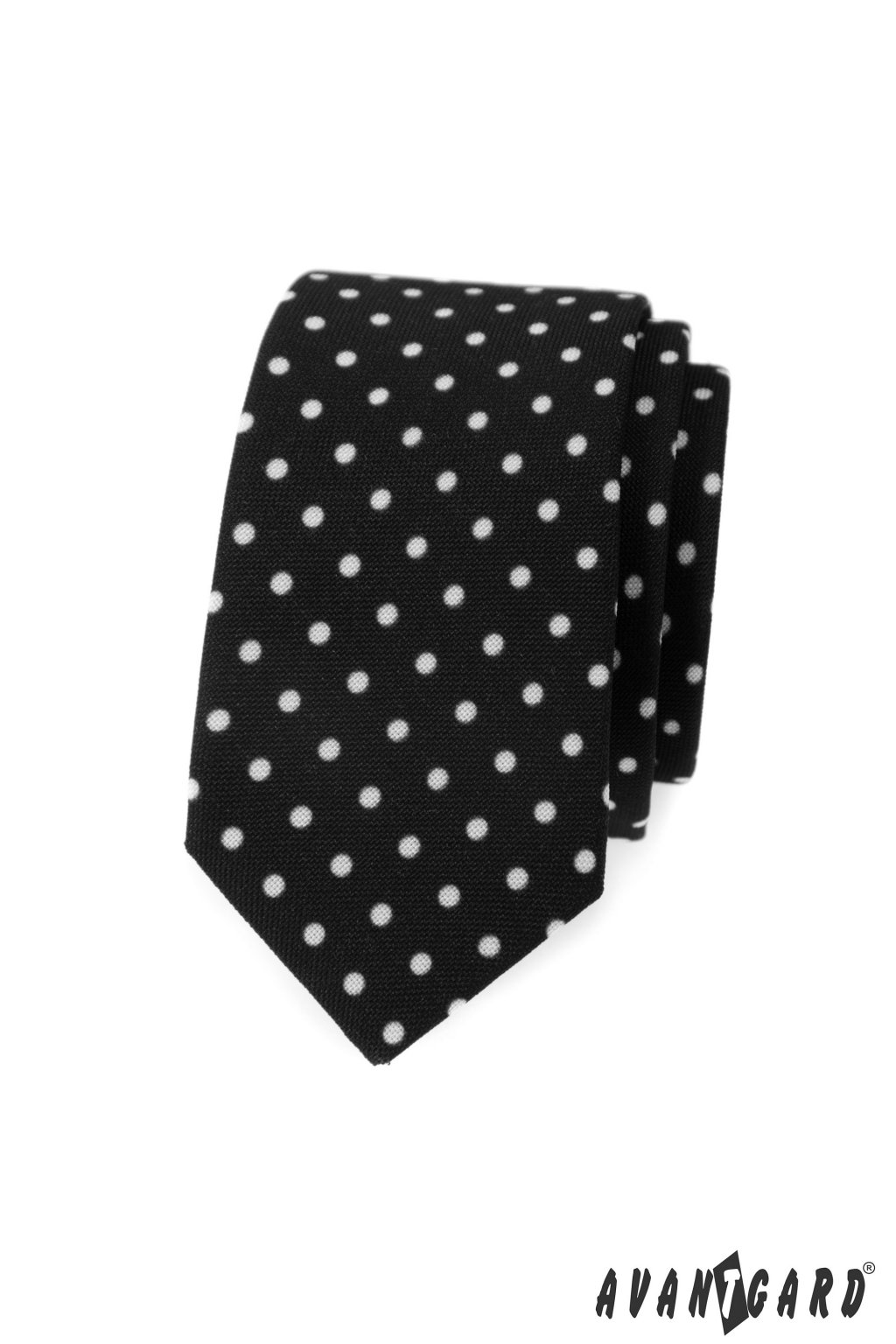 Černá slim kravata - puntíky