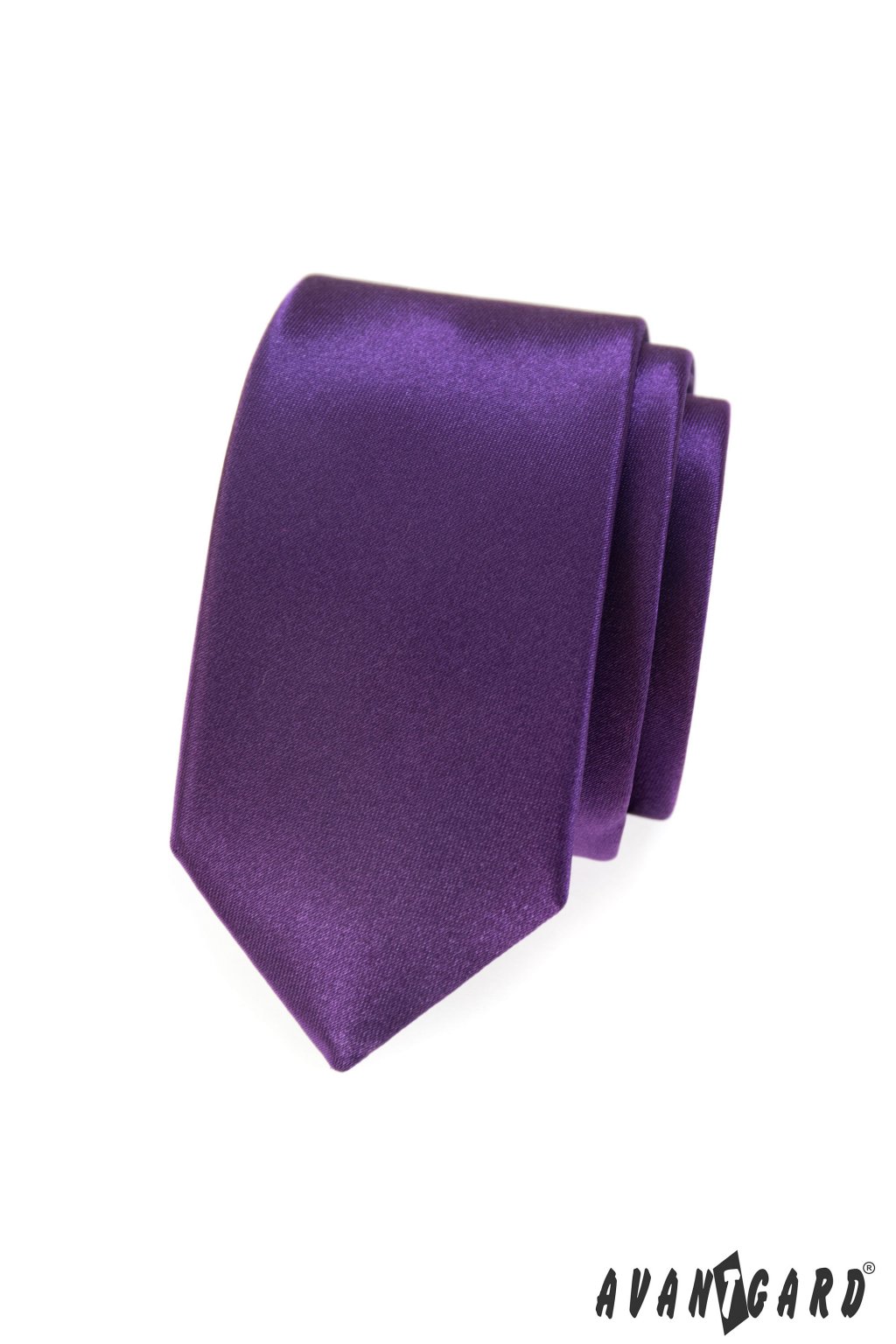 Lesklá fialová slim kravata
