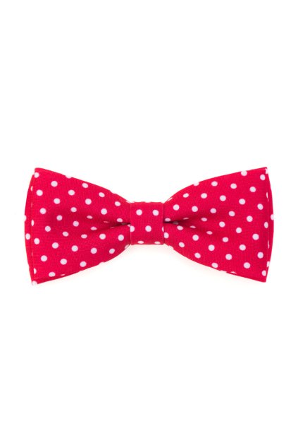 Červený motýlek s kapesníčkem - puntiky (Velikost 12,5 cm)