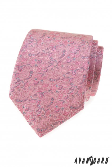 Růžová kravata s paisley vzorem