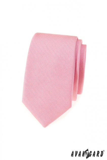 Růžová slim kravata