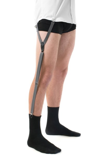 Šedé košilové podvazky s koženým středem (Velikost uni velikost, šíře 20 mm)