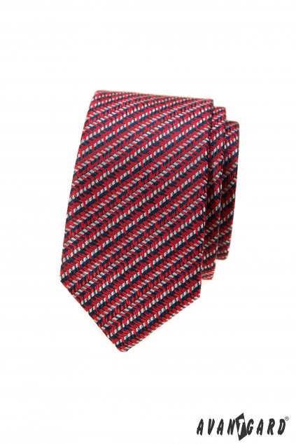 Červená vzorovaná slim kravata
