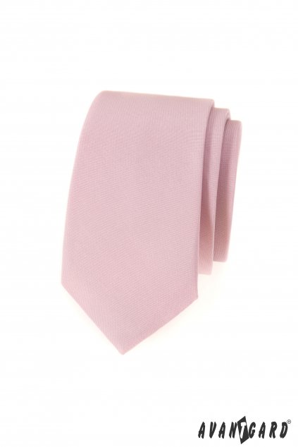 Pudrová slim kravata
