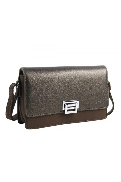 Přírodně hnědá podélná crossbody dámská kabelka se třemi oddíly 4997-BB