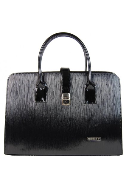 elegantni cerna vroubkovana aktovkova kabelka s485 grosso 1