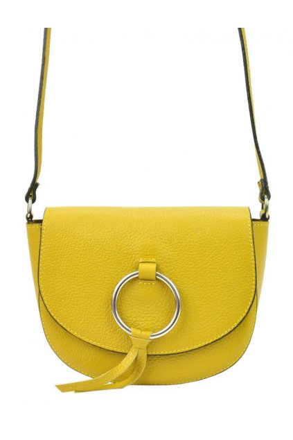 Kožená žlutá malá dámská crossbody kabelka Patrizia Piu Dollaro