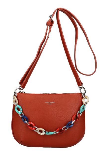 DAVID JONES Cihlově červená matná dámská crossbody kabelka CM5841