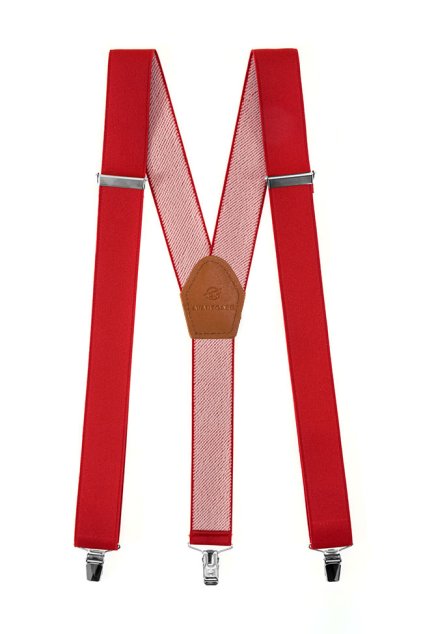 Červené šle ve tvaru Y (Velikost uni velikost, šíře 35 mm)