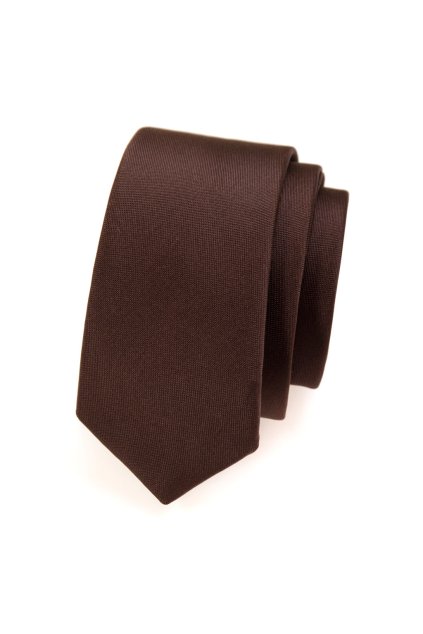 Hnědá slim kravata (Velikost šířka 5 cm)