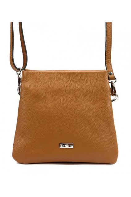 MiaMore Kožená crossbody dámská kabelka se třemi oddíly camel hnědá