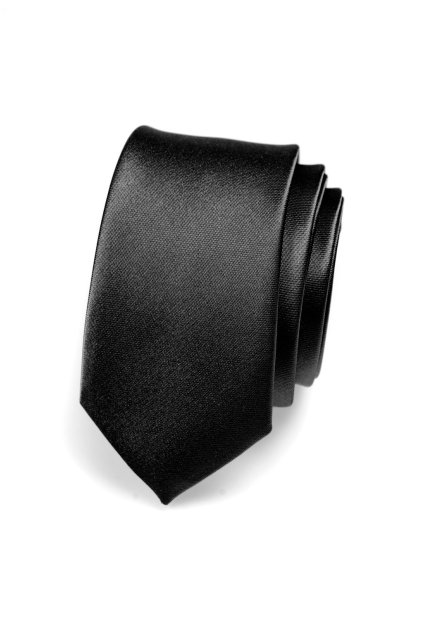 Černá lesklá slim kravata (Velikost šířka 5 cm)