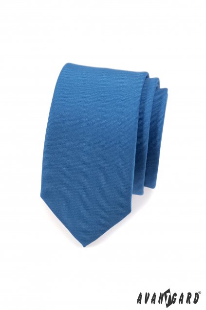Matná modrá slim kravata