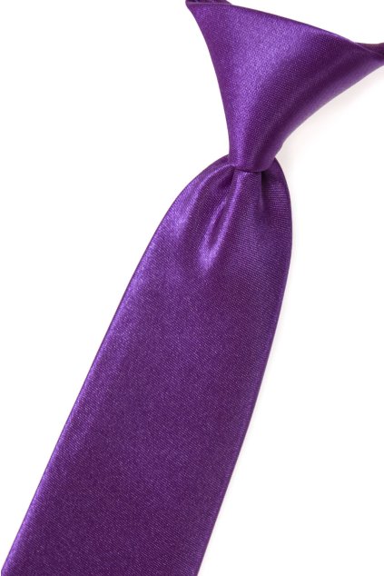Lesklá fialová dětská kravata (Velikost délka 31 cm)