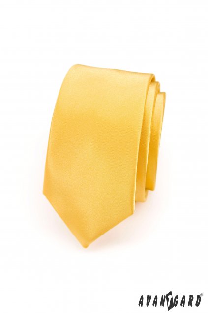 Žlutá slim kravata s jemným leskem
