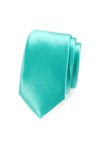 Mátová lesklá slim kravata (Velikost šířka 5 cm)
