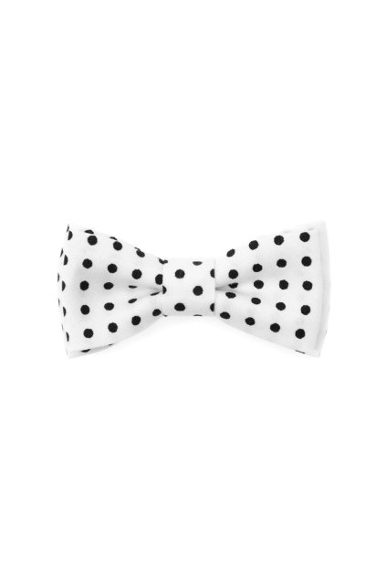 Bílý dětský motýlek s černými puntíky (Velikost 7 cm)