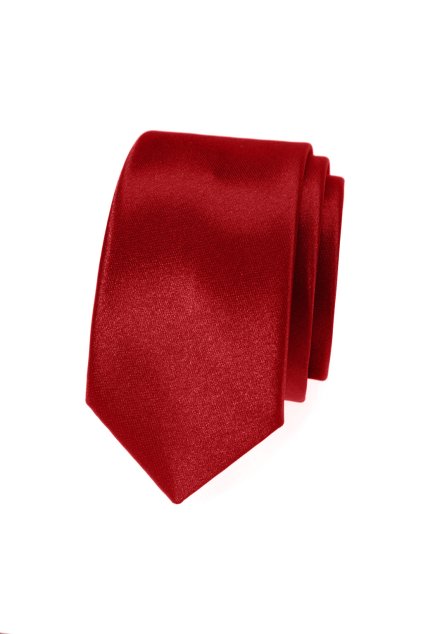 Červená lesklá slim kravata (Velikost šířka 5 cm)