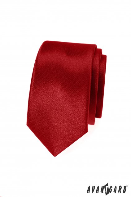Červená lesklá slim kravata