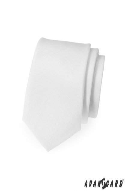Bílá slim kravata v matném provedení