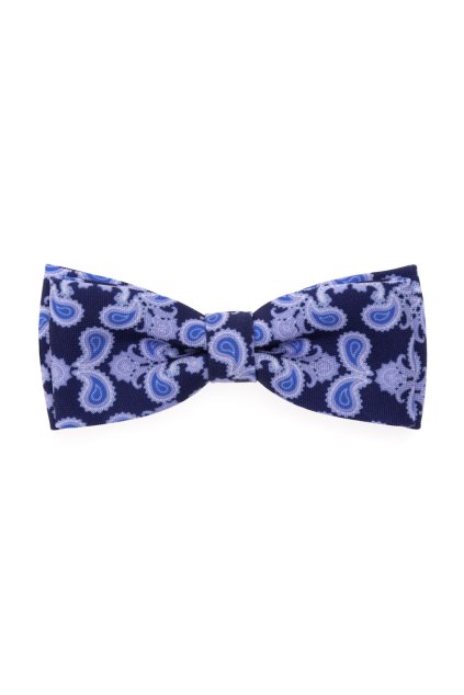 Tmavě modrý motýlek s kapesníčkem - světle modrý vzor (Velikost 12,5 cm)